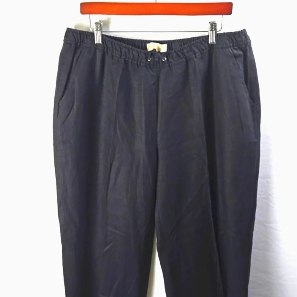 Michael Kors Women's‎ Black Linen Drawstring Pull On Pants Sz 14